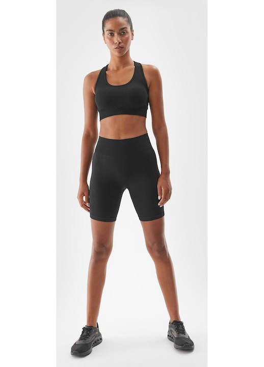 4F női edző leggings, magas derekú, slim fit szabású, fekete, szintetikus anyag, XS-S INTL