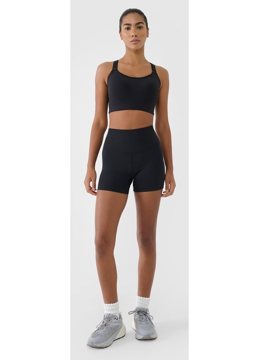 4F sport leggings, magas derekú, slim szabású, fekete, újrahasznosítható anyag