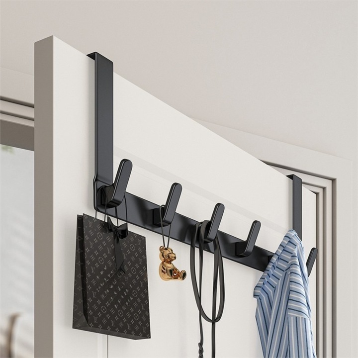 Ajtó feletti kampós akasztó, 1 3/4 hüvelykes ajtókhoz illeszkedik, hosszabbító karral a könnyű használat érdekében, fürdőszobai törölközőtartó rendszer, hálószobába, fürdőszobába