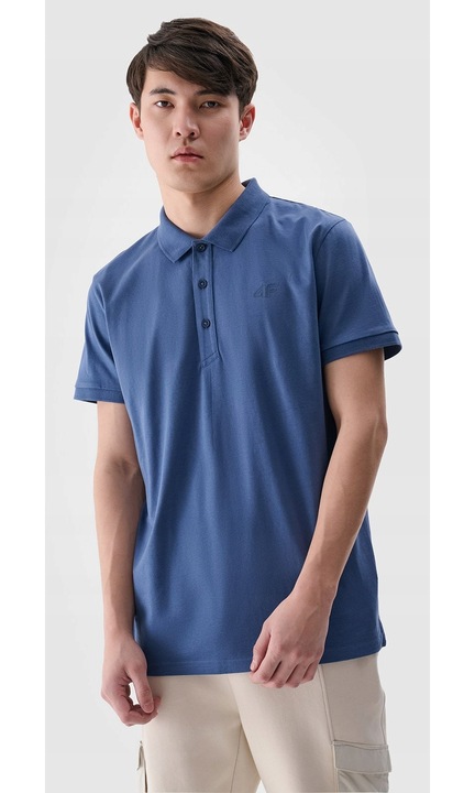 Férfi póló, 4F, normál szabású, 100% pamut, sötétkék