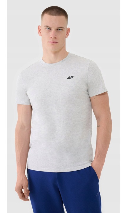 4F férfi póló, normál, pamut, szürke, rövid ujjú, S