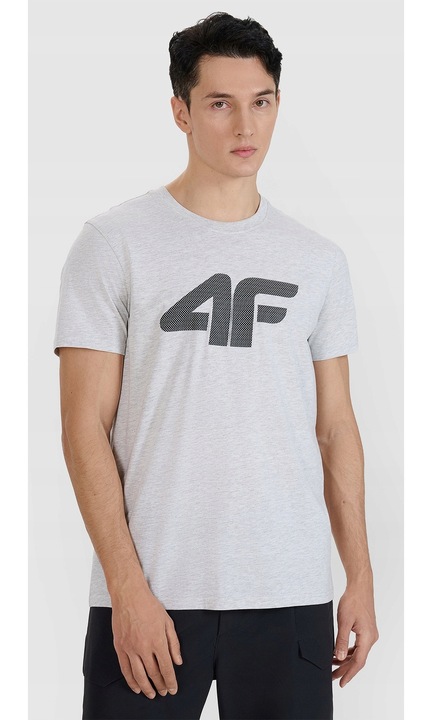 4F Sportstyle ferfi polo, vilagosszurke, 100% pamut mintas, normal, S-3XL, Szürke, M