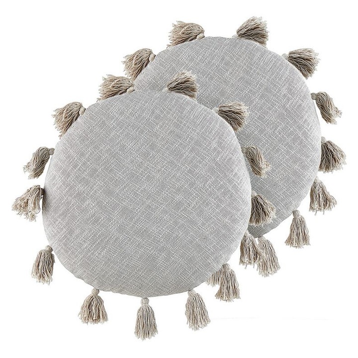 Set de 2 perne decorative din bumbac gri ⌀ 45 cm Madia