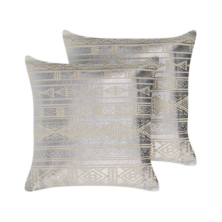 Set de 2 perne decorative din bumbac argintiu 50 x 50 cm Oujda