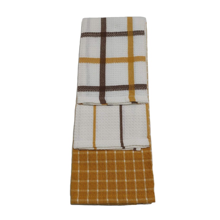 Сет от 3 броя кухненски кърпи, 100% памук, 40х60 см, Оранжево