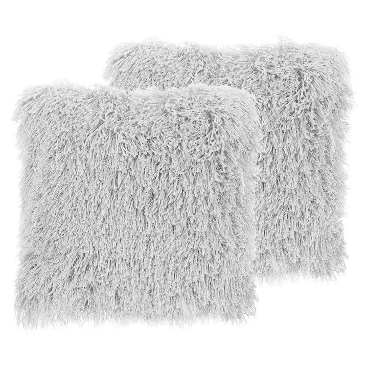 Set de 2 perne decorative shaggy 45 x 45 cm gri Cide