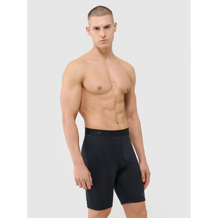 Sort Ciclism Barbati 4F Negru, Gel & Spuma, Tehnologie 4FDry, Reflectorizant, SS25