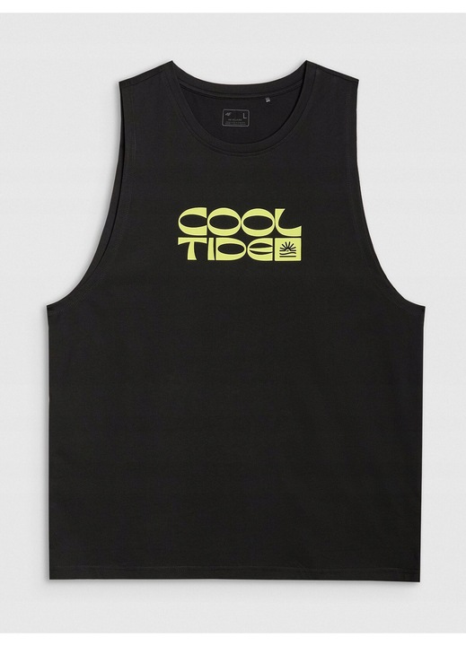 Ferfi Tank Top 4F 100% Pamut, Tortfeher, Fekete