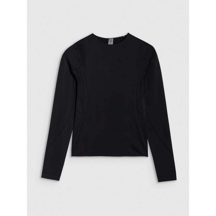 Női sportblúz, 4F, hosszú ujjú, kivágott hátú, fekete, jógához