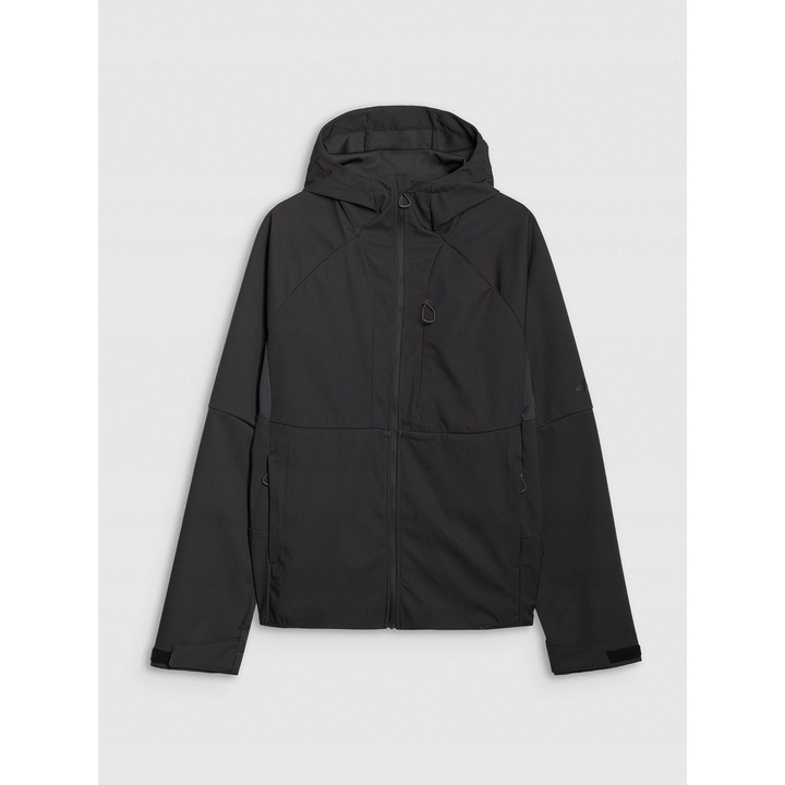 Férfi softshell kabát 4F, poliészter, NeoDry 10000, állítható kapucni, fekete, Drytex