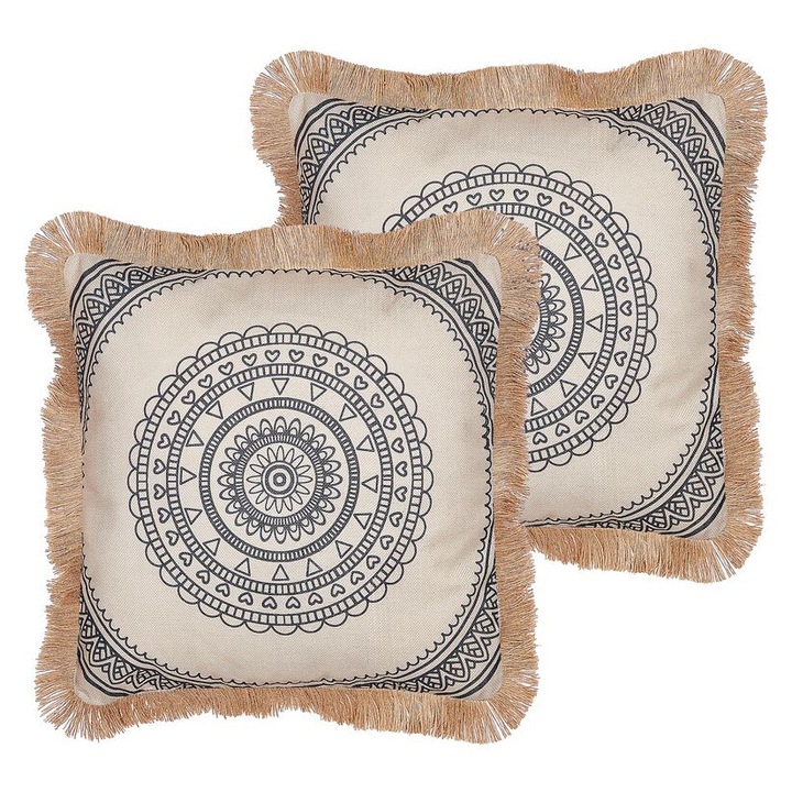 Set de 2 perne bej si negru 45 x 45 cm Agrimony