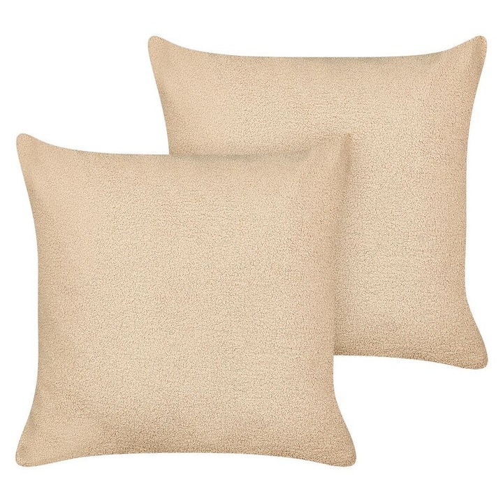 Set de 2 perne decorative de nisip bej bouclé 60 x 60 cm Leuzea