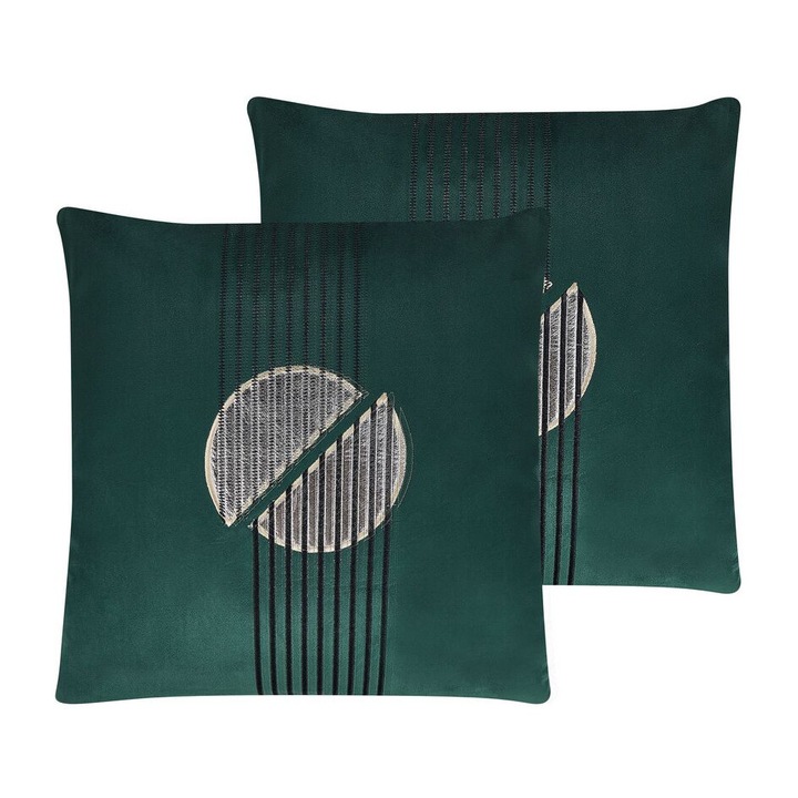 Set de 2 perne decorative 45 x 45 cm catifea verde Ceropegia