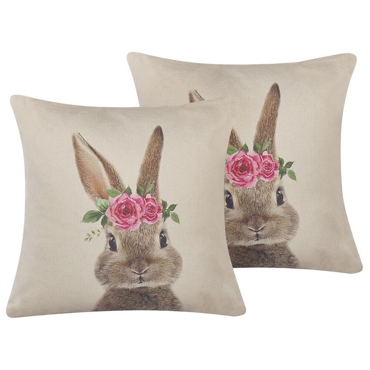 Set de 2 perne decorative din bumbac 45 x 45 cm taupe Tulipa