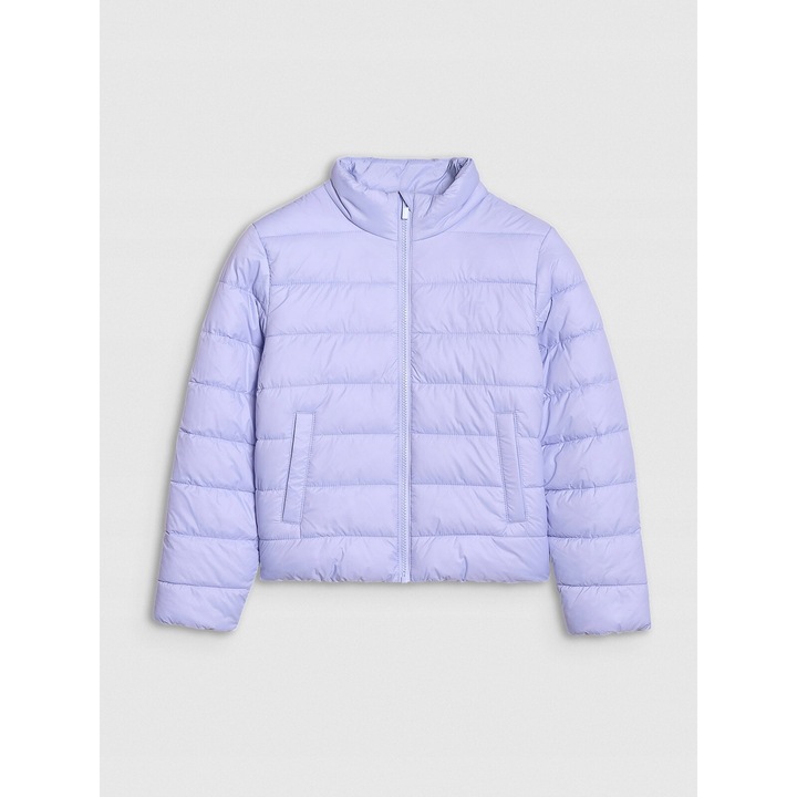 4F lányka szintetikus pehelykabát, lila, könnyű, magas gallérral, poliészter