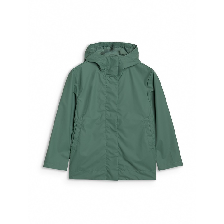 Geaca de tranzitie copii 4F, verde, impermeabila, cu gluga, sintetic