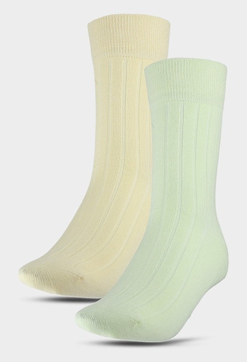 4F női zokni, 2 db-os szett, zöldessárga, pamut, bokáig érő, 39-42 EU