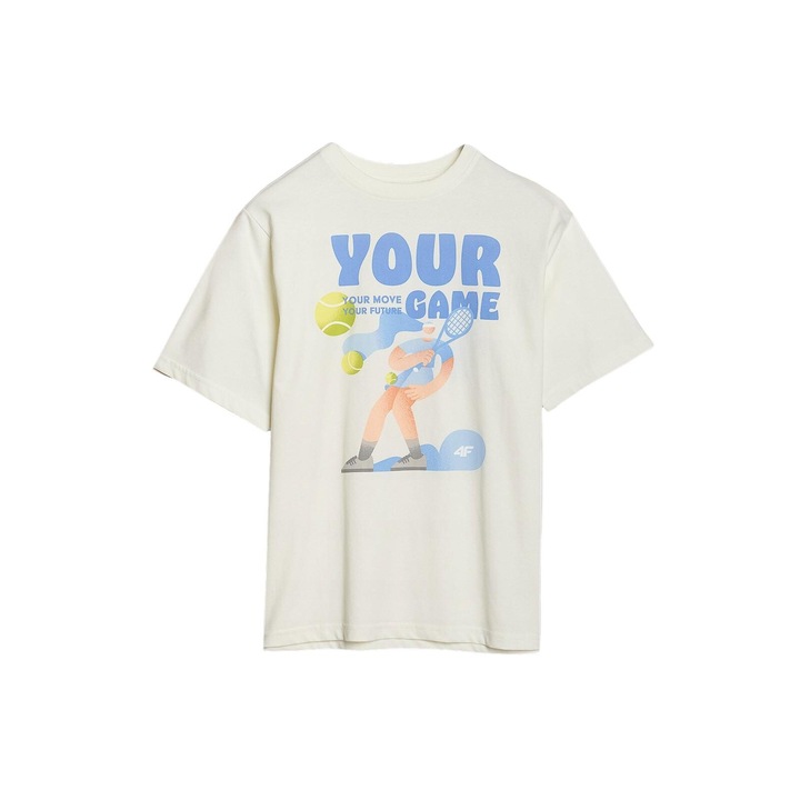 Lány póló 4FJASAW24TTSHF2592-11S, 4F, pamut, fehér, 134 CM