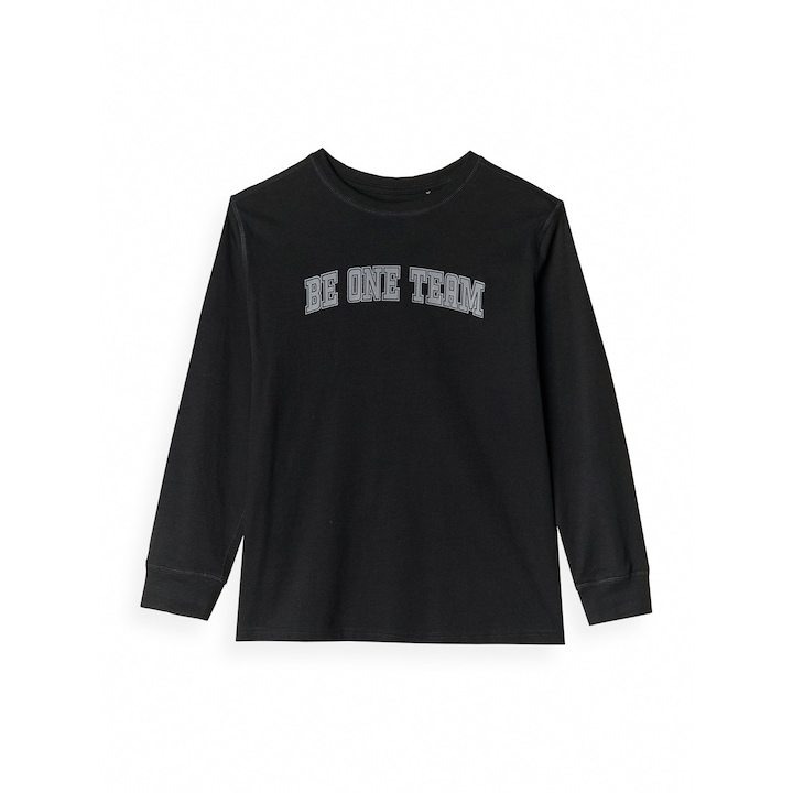 Tricou cu maneca lunga 4F, oversize, bumbac, negru