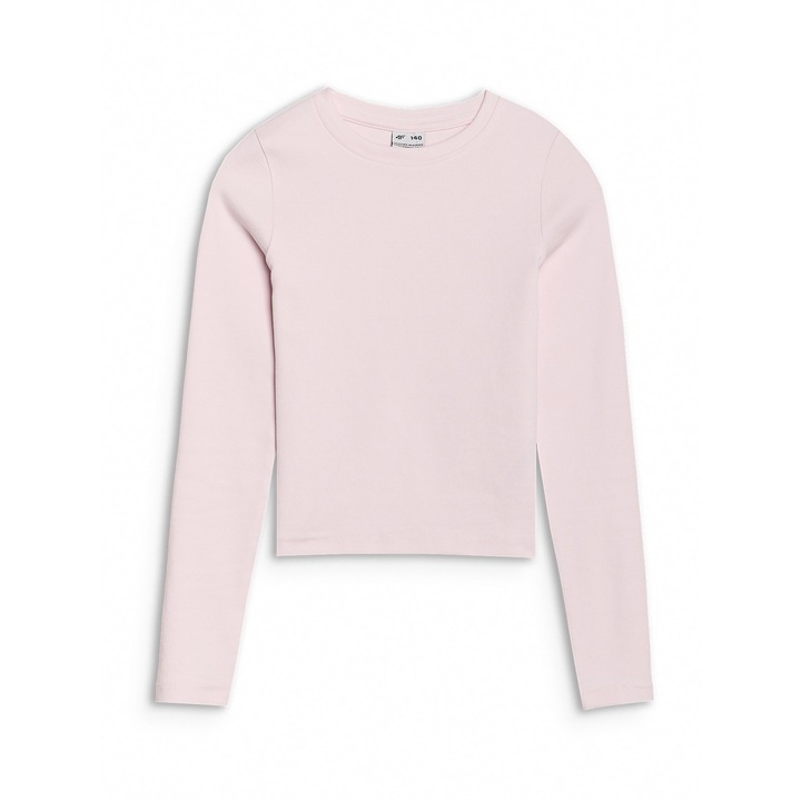 Bluza fete, 4F, maneca lunga, bej, bumbac