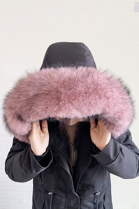 Guler de imitatie blana pentru femei, guler fals la moda si cald, guler blana, potrivit pentru diferite haine si jachete de puf, 73-75cm x 13cm