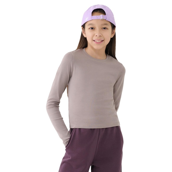 Bluza fete, 4F, bumbac/elastan, bej, 122 CM