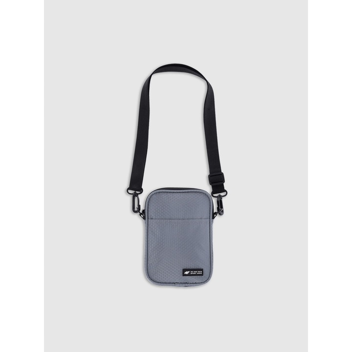 4F JUNIOR unisex keresztpántos válltáska, szürke, poliészter, 13,5x18 cm, levehető, állítható pánt, SportStyle Junior