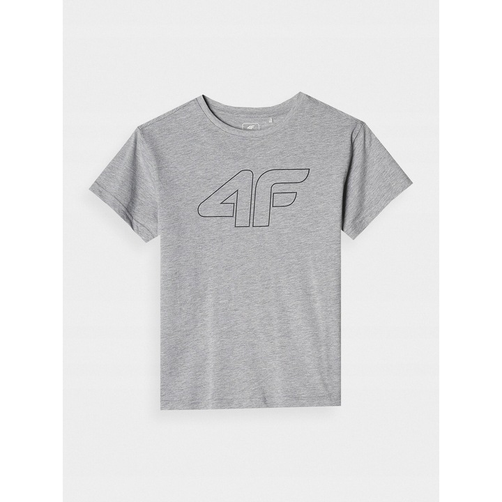 4F Túlméretezett lányos póló, szürke, pamut, laza szabású