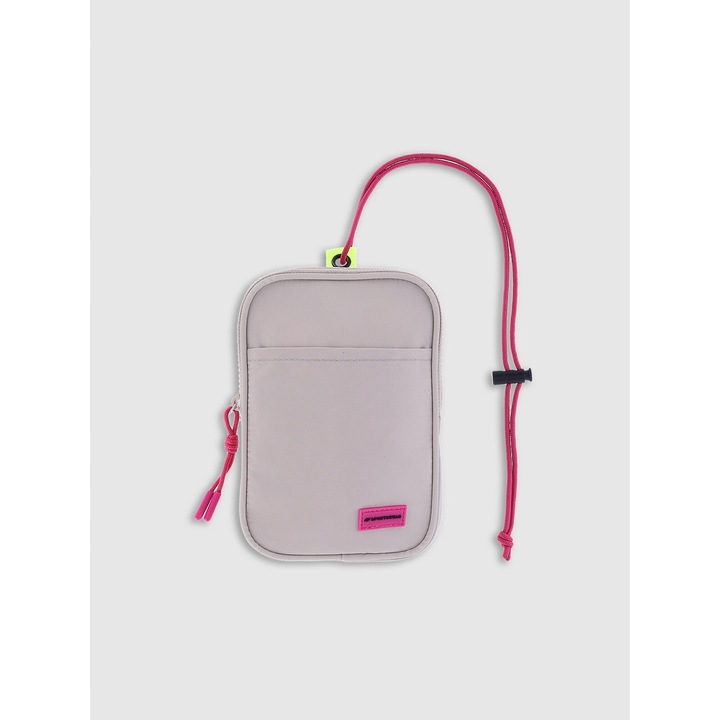 4F Junior nyakba akasztható táska, unisex, bézs poliészter, méretek 10,5x17,5 cm, sport stílusú, 2025-ös kollekció