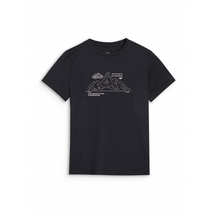 Tricou copii, 4F, poliester, negru