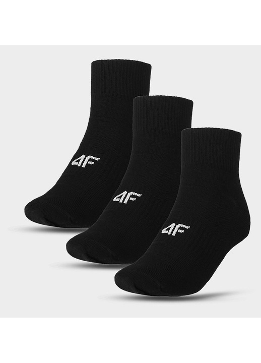 Премиум памучни чорапи, черни, 3 броя, унисекс за деца - Комфорт и издръжливост (Размери 32-40)