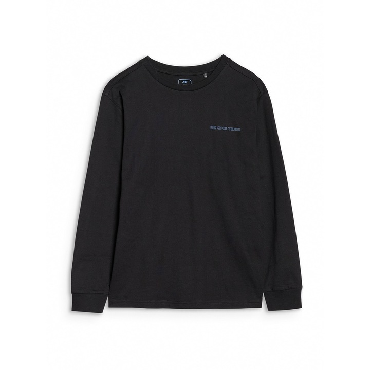 Tricou copii, 4F, maneca lunga, imprimeu, negru, 100% bumbac