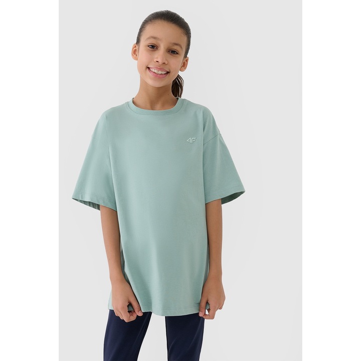 4F-es póló, túlméretezett, 100% pamut, türkiz