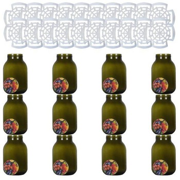 Pachet - 12 x Borcan din sticla cu capac, 3L + 20 x Presa muraturi pentru borcane de 1.75l-2l-3l-5l Pachet - 12 x Borcan din sticla cu capac, 3L + 20 x Presa muraturi pentru borcane de 1.75l-2l-3l-5l