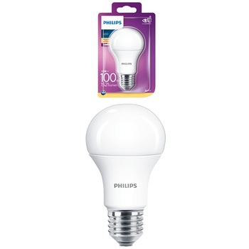 Bec LED Philips, E27, 13W (100W), 1521 lm, A+, Alb cald Bec LED Philips, E27, 13W (100W), 1521 lm, A+, Alb cald