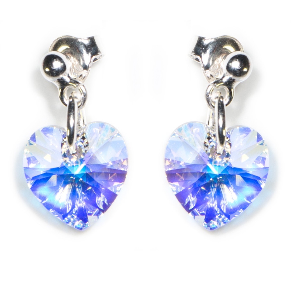 Cercei Belmondo cu cristale Swarovski® heart, cu surub 10 mm , culoare ab , argint 925 ‰