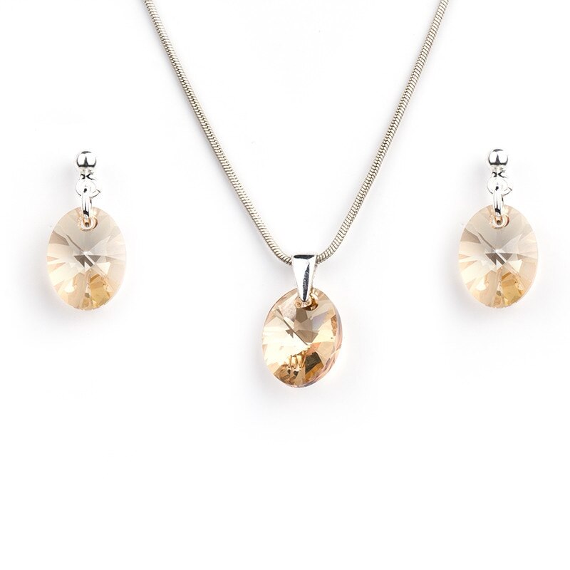 Set Belmondo cercei si medalion oval 12 mm golden cu surub argint 925‰,