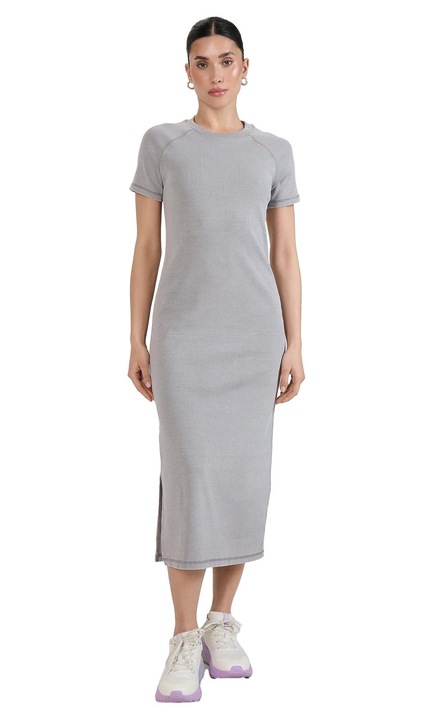 Midi ruha, 4F, kötött, pamut, szürke