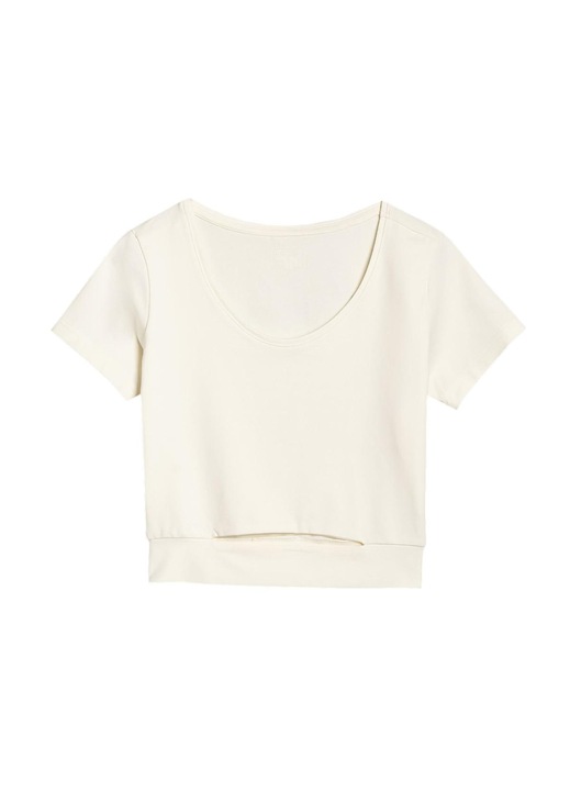 Tricou dama 4F crop top, alb, stil sportiv, bumbac 95%