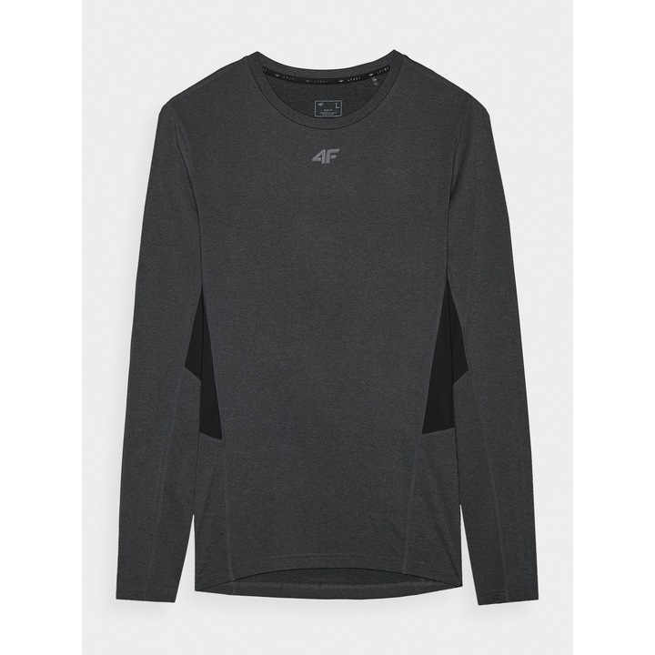 Tricou de antrenament 4F, maneca lunga, uscare rapida, gri, poliester