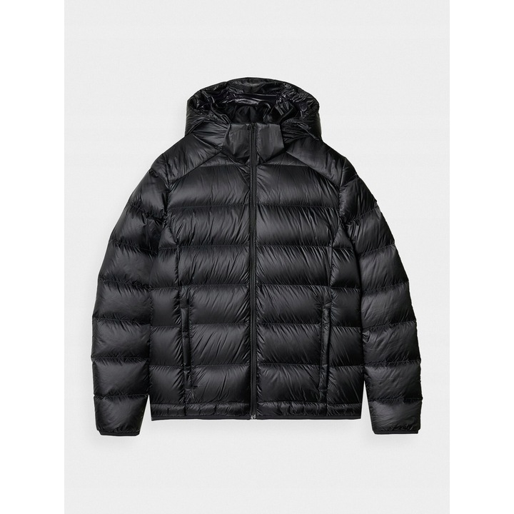 Geaca de Schi Dama Negru Intens cu Puf Natural 90/10, Gluga Detasabila, 4F AW24