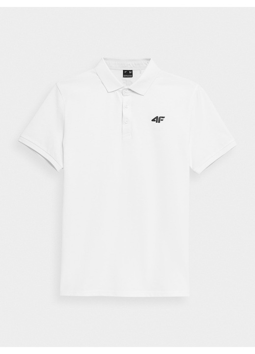 Férfi galléros póló, 4F, normál, pamut, fehér