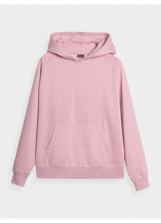 Hanorac dama 4F, roz, bumbac/poliester, gluga, fara fermoar