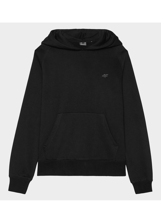 Hanorac 4F pentru femei, negru, bumbac/poliester, gluga