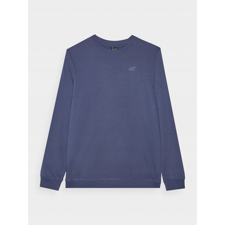 Hanorac sport barbati 4F, albastru, fara fermoar si gluga, material bumbac