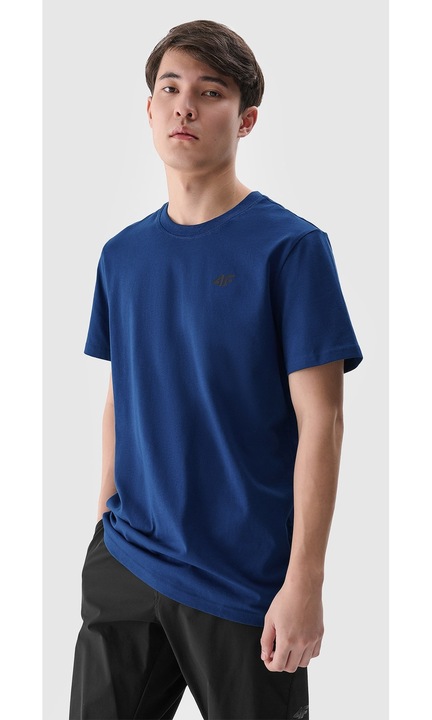 4F póló, 100% pamut, férfi, sötétkék, normál szabás, Kék, S