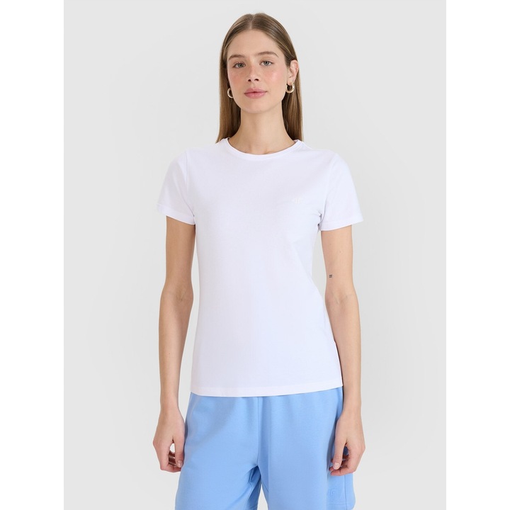 Női sportpóló, 4F, pamut/elasztán, fehér, S INTL