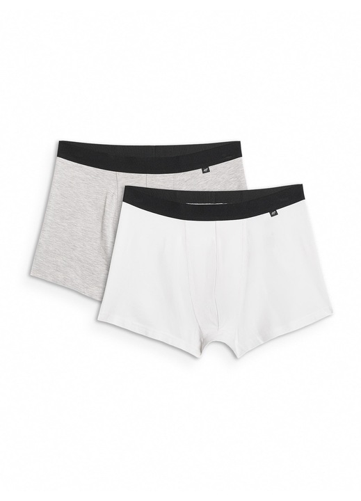 Set 2 perechi de boxeri 4F, bumbac/elastan, talie elastica, gri/alb