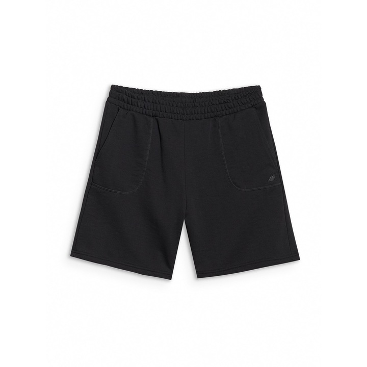 Pantaloni scurti unisex 4F, negri, bumbac/poliester