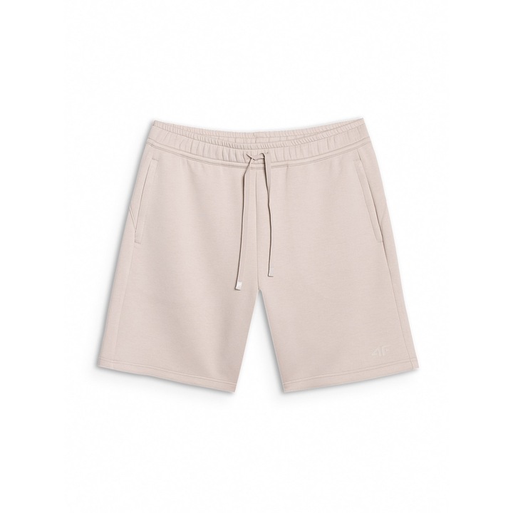 Pantaloni scurti de trening barbati, 4F, bej, material sintetic, talie reglabila, buzunare cu fermoar